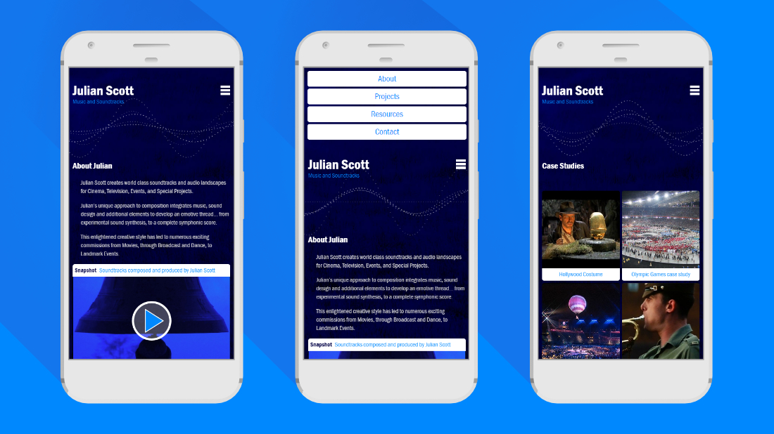Julian Scott website on mobile