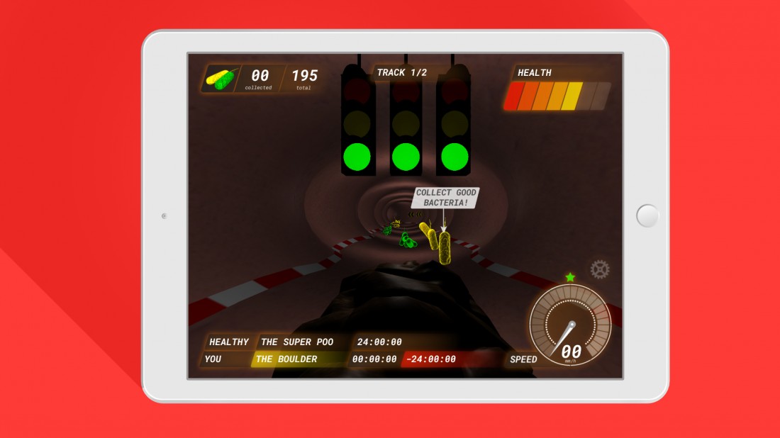 Poo Racer race screen on iPad