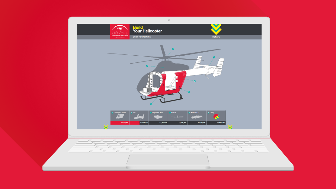 London's Air Ambulance Helicopter on laptop