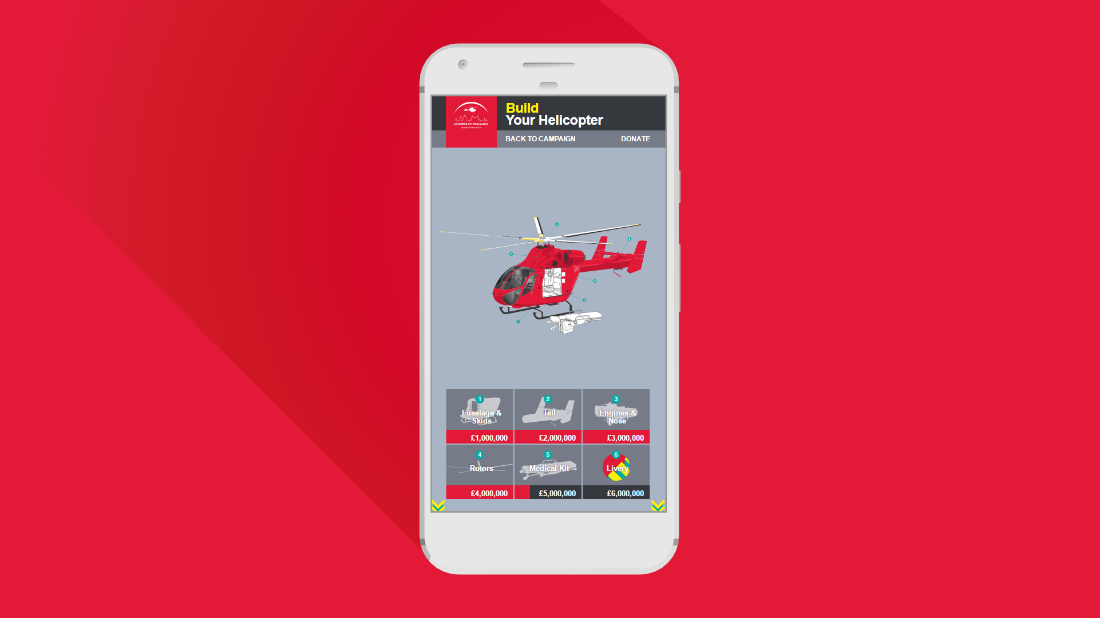 London's Air Ambulance web page on mobile device